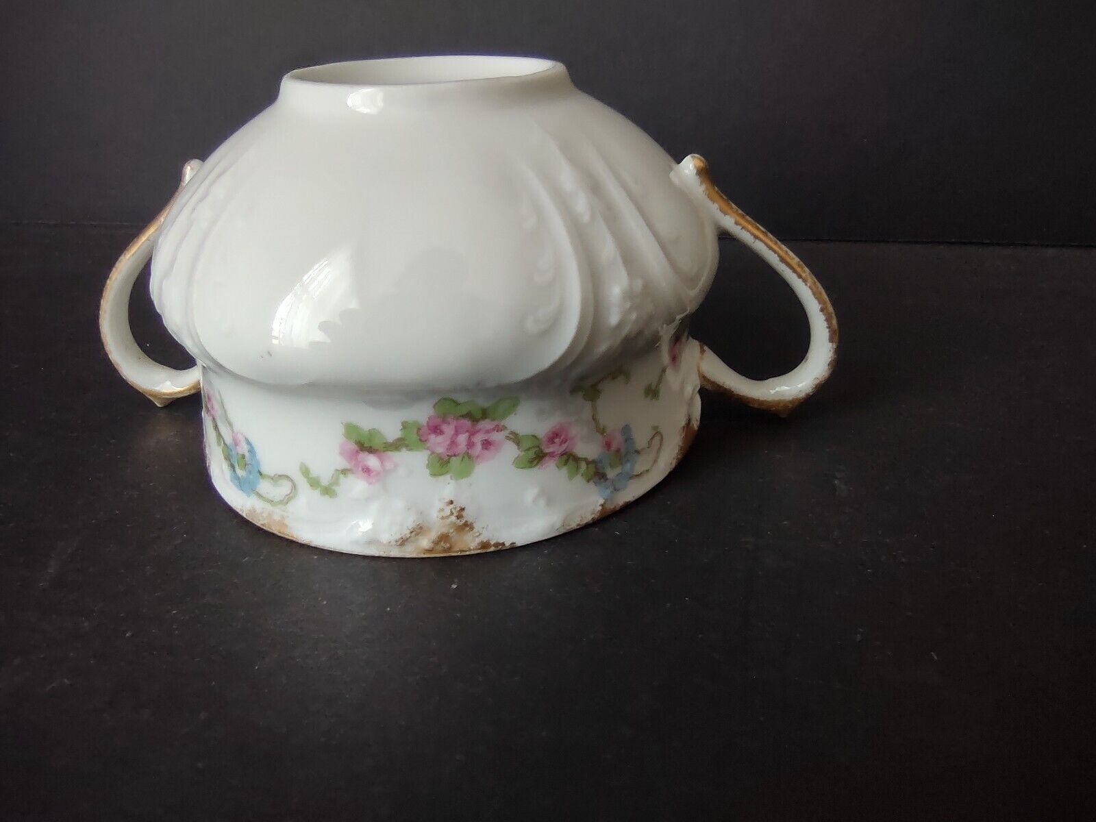 GDA CHf Haviland Limoges Gold Trim Pink Rose Swag Garland Bullion Cup (lot 483