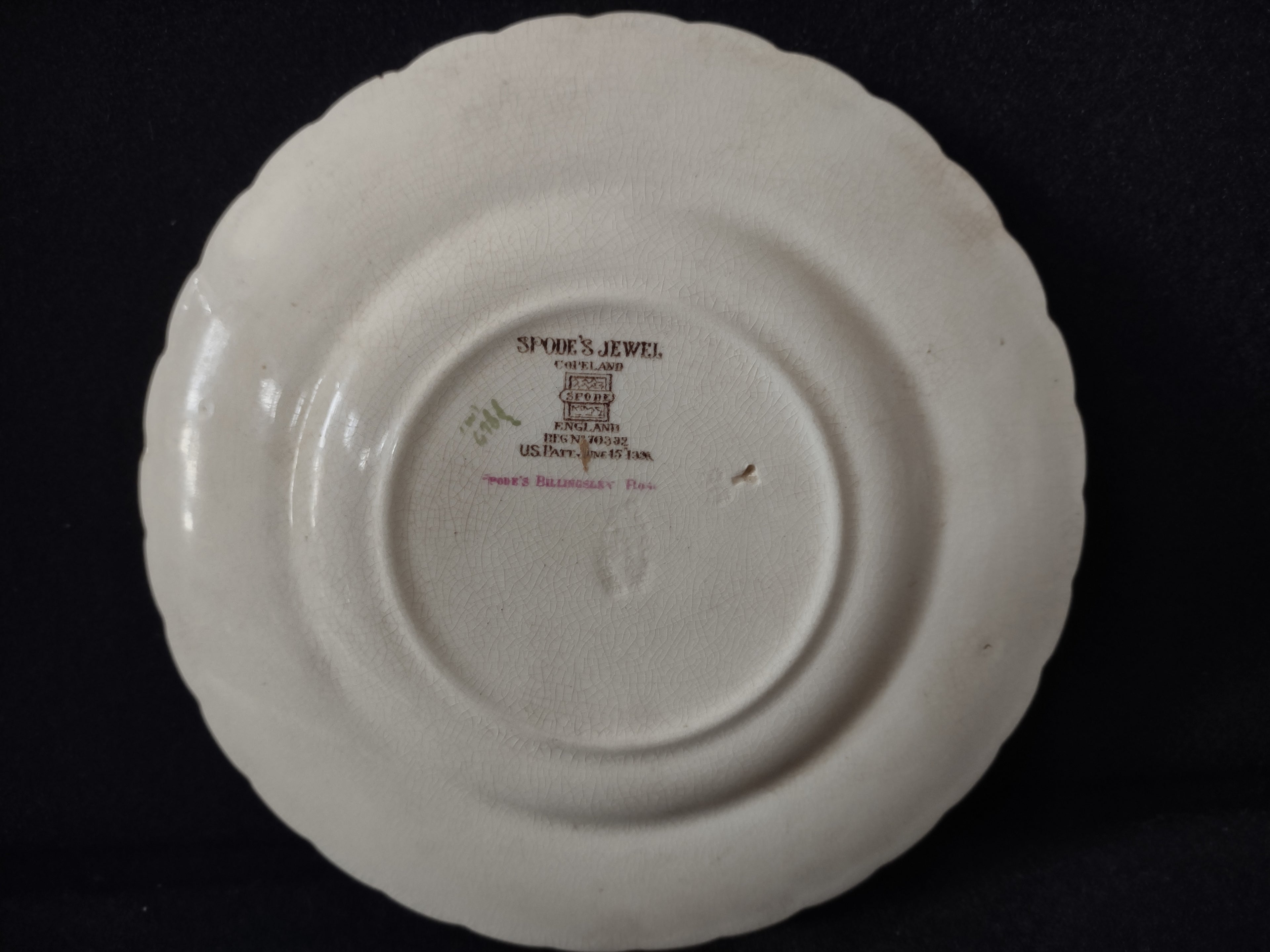 Vintage Spode Jewel Billingsley Rose Small Plate Brown Stamp Ironstone (lot5834)