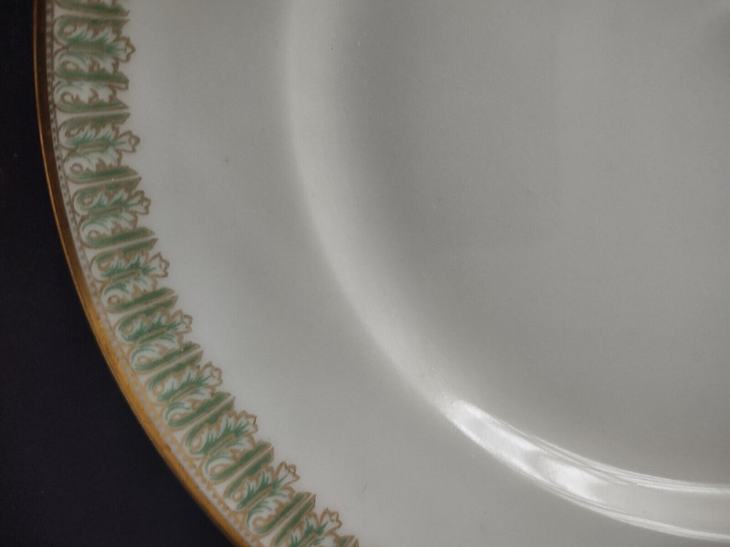 Haviland Limoges France Dessert 7-1/2" Gold Trim Green Gold Design (lot 603)
