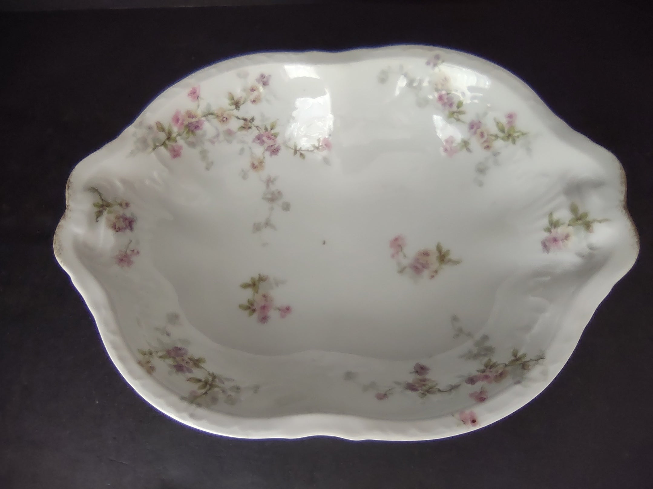 Haviland Limoges Serving Bowl Platter Pink Purple Yellow Rose (lot 842)