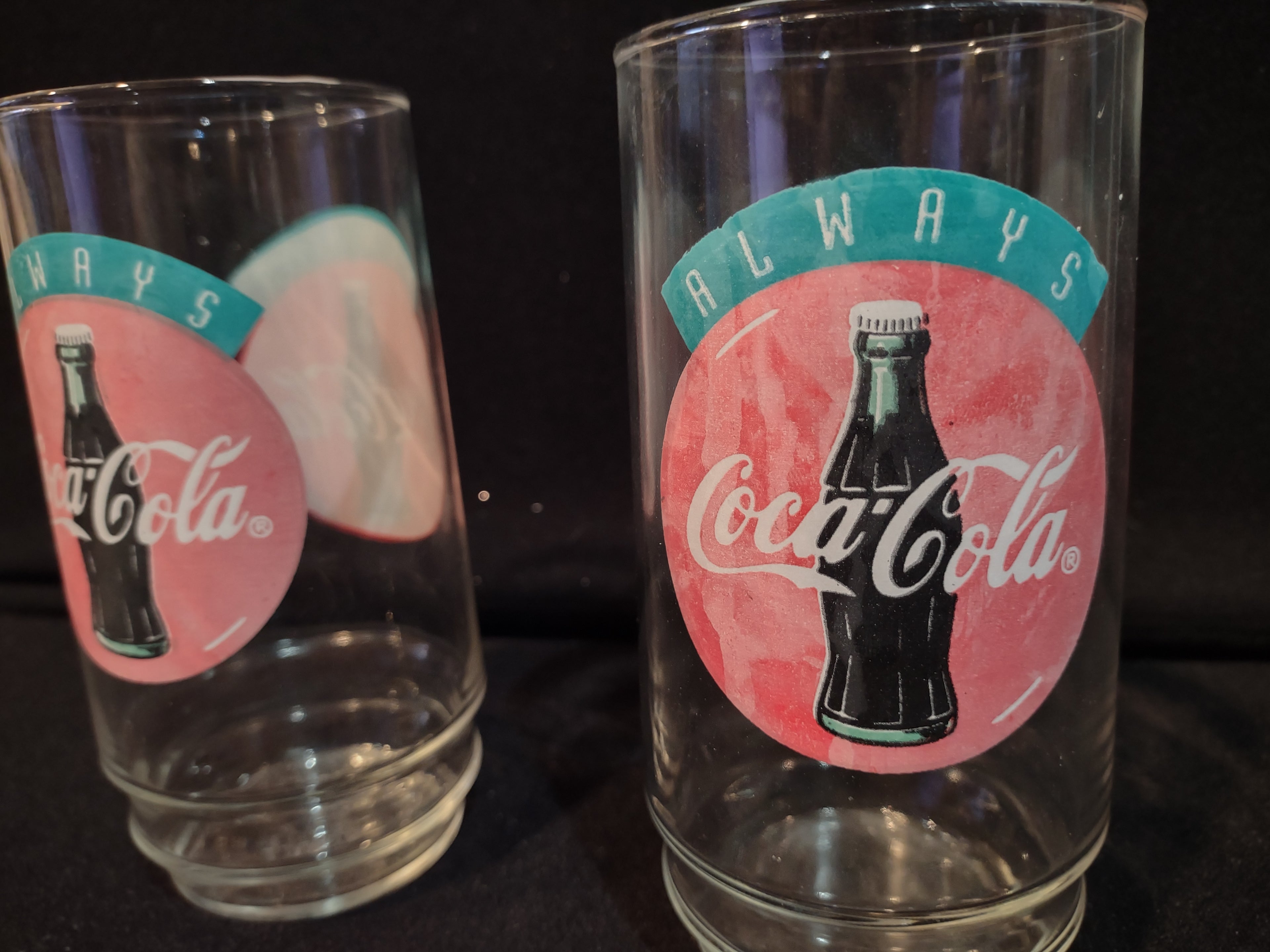 Vintage Coca-Cola Always Drinking Glass Tumbler x 2 (lot 5416)