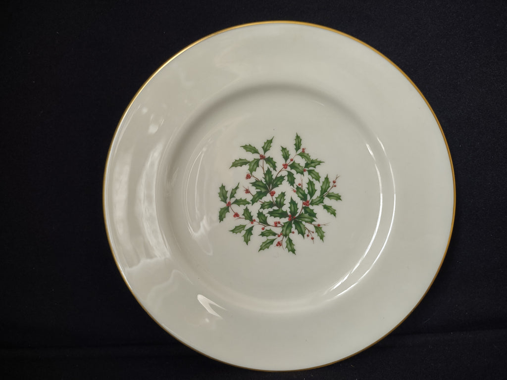 Vintage Lenox Special Holly Design Gold Trim Dinner Plate 10-1/2" (lot 1904)
