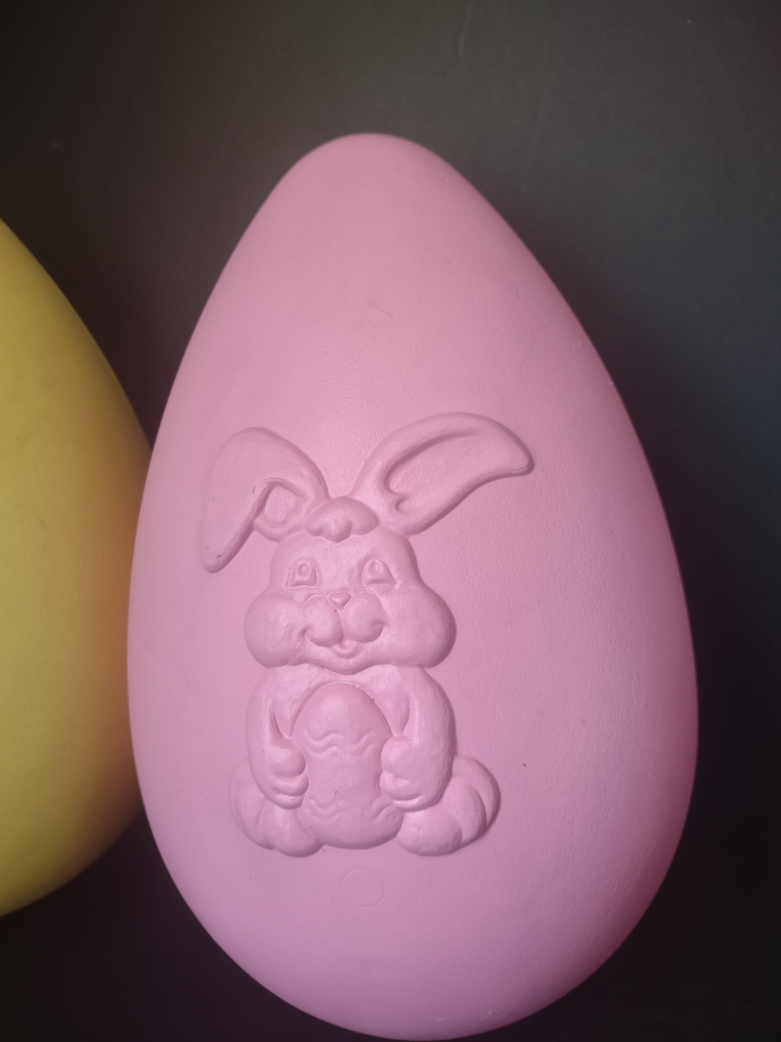 Vintage Blow Mold Easter Egg Pink Yellow 14"Bunny (lot 1476)