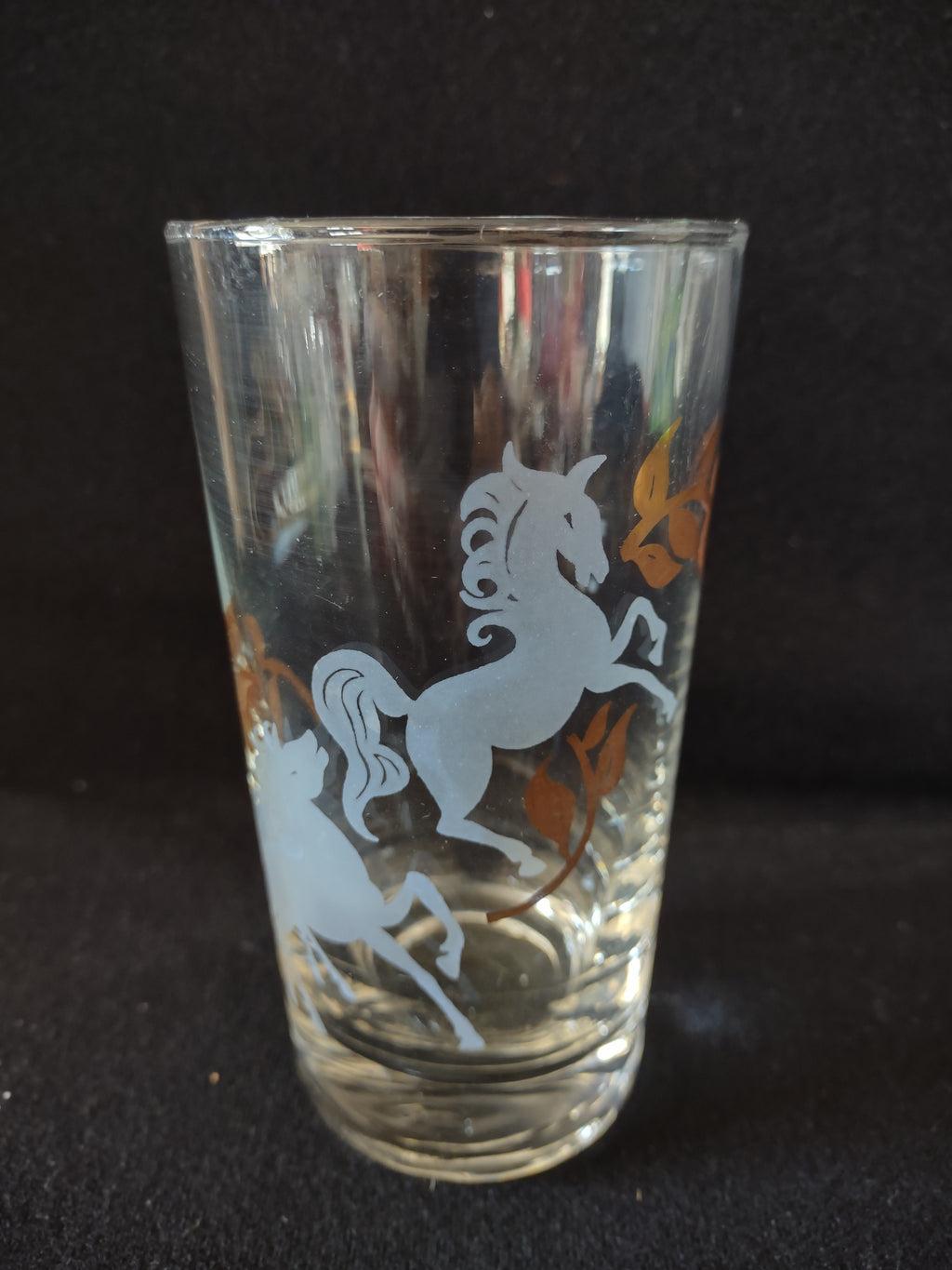 Vintage MCM Libbey Prancing Colt Horses Glass Tumblers x 4 (lot 5164)