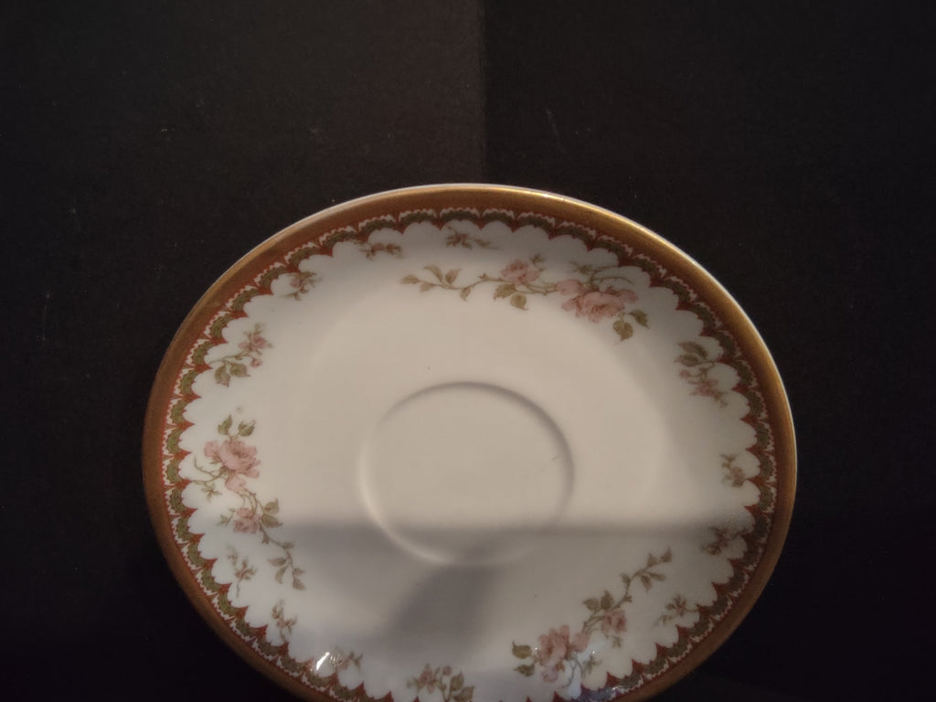 Haviland Limoges French Chic Rose Maroon Green Saucer ONLY (lot 1091)