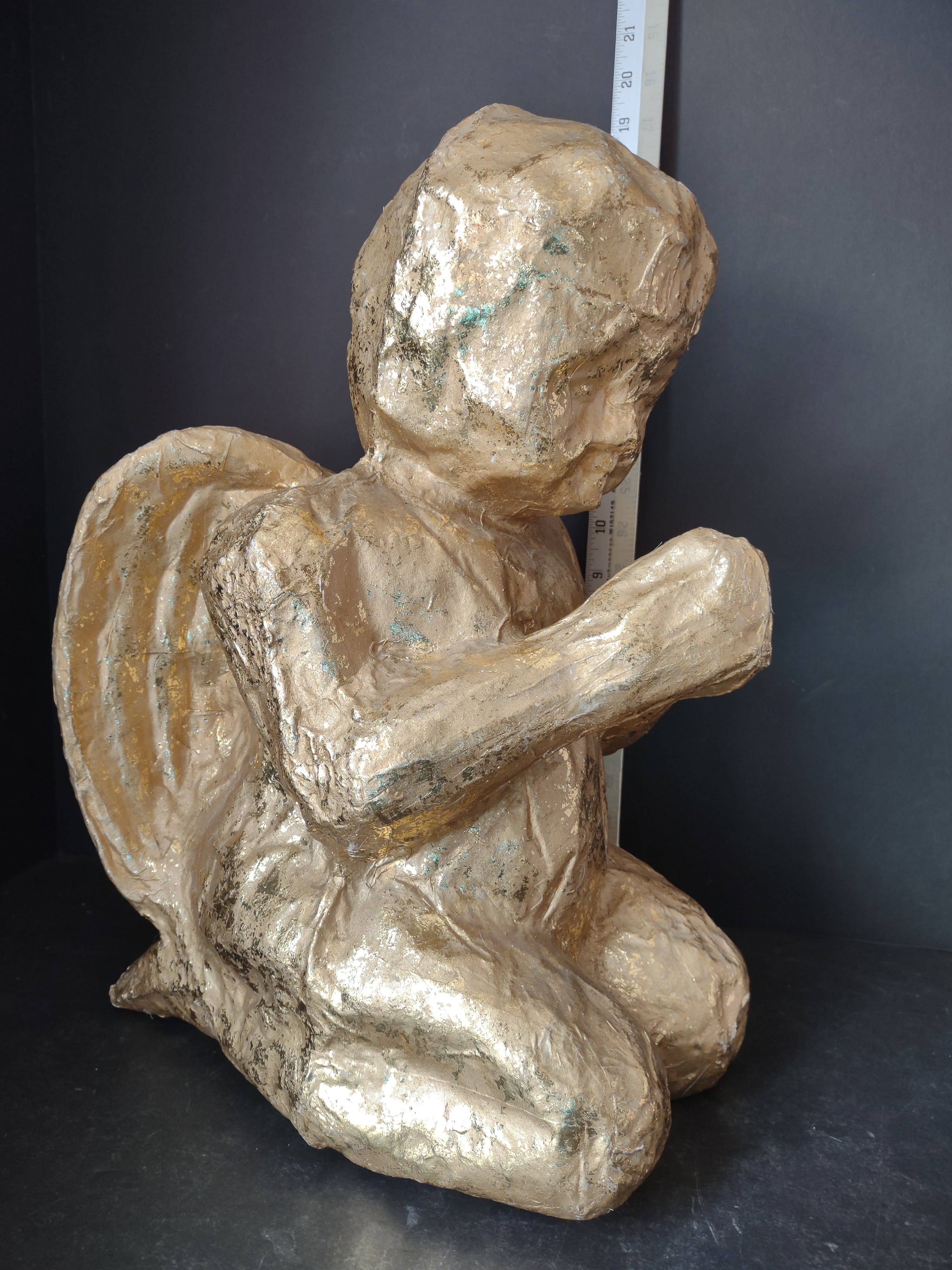 Christmas Large Paper Mache Golden Cherub Angel 17" tall (lot 4825)