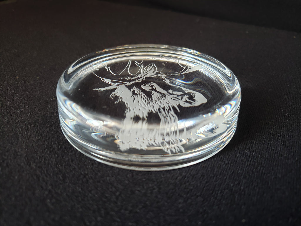 Moose Coaster Paper Weight Glass 3-3/8" (lot 2221)
