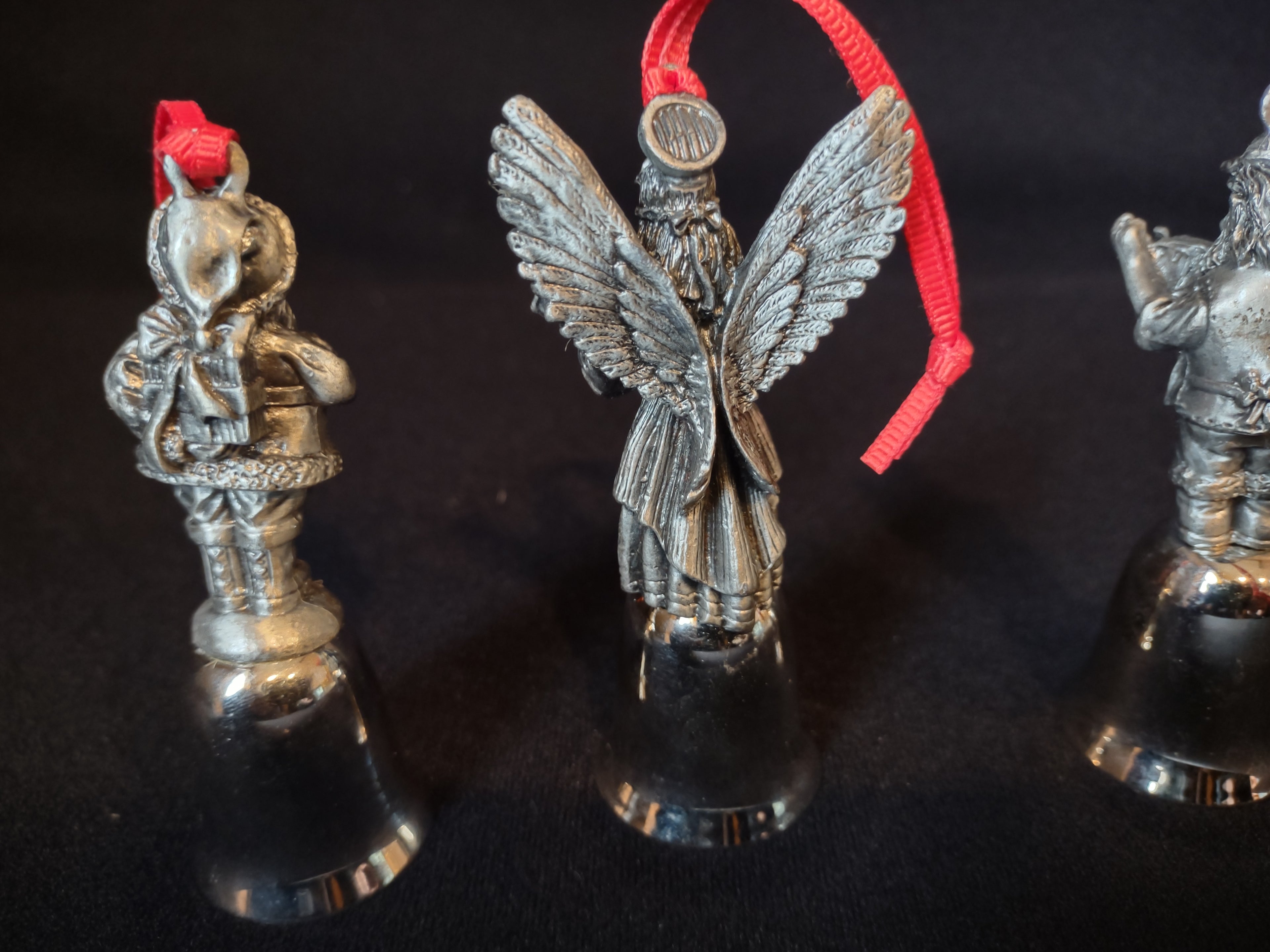 Set of 3 Angel Santa Christmas Tree Ornament Bell (lot 1685)