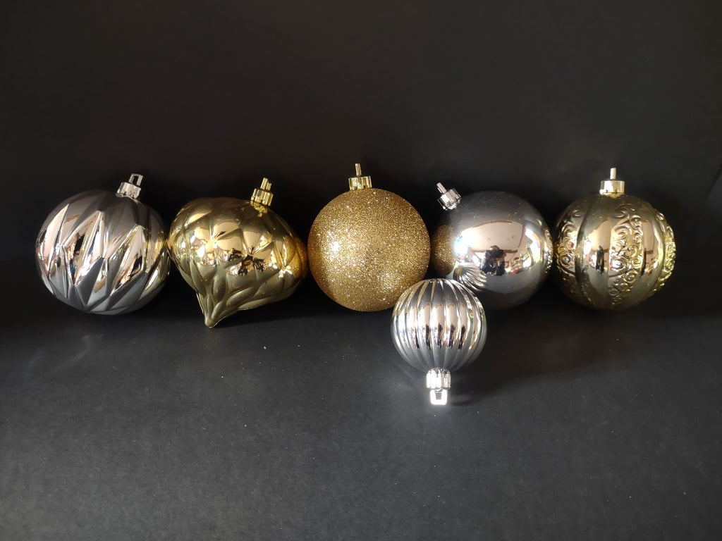 Vintage Christmas Ornaments Golden Silver Shatterproof Plastic 48 ct. (lot 1621)