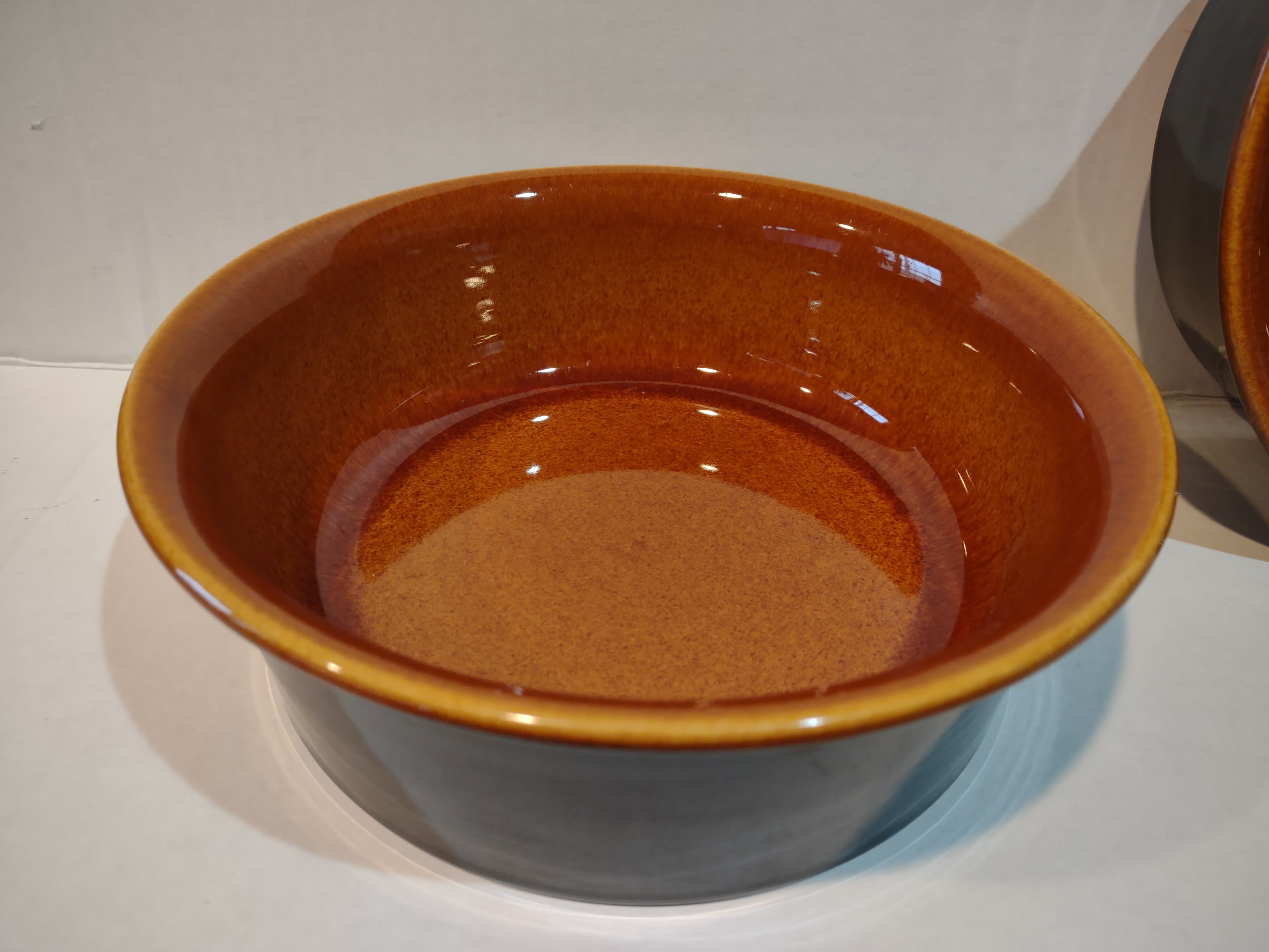 Vintage Ironstone Amber Octagon Serving Dish x 2 Made in USA 8" (lot 5002)