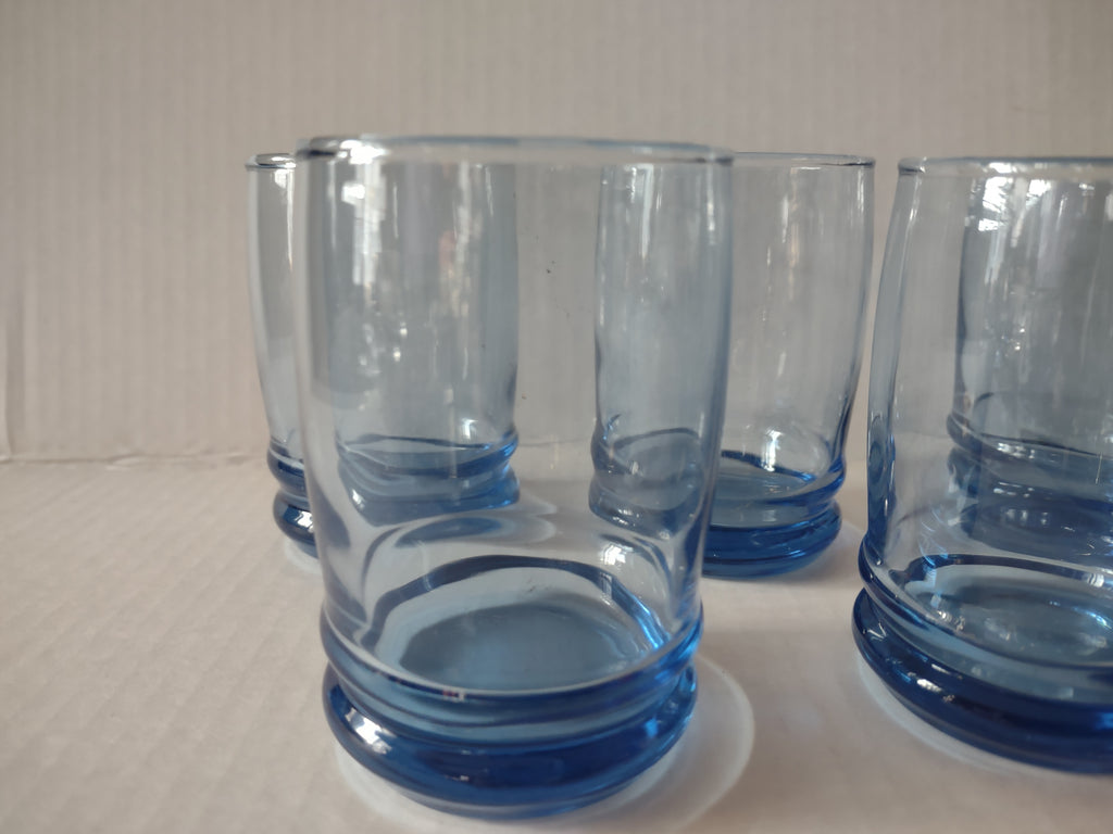 Vintage MCM Anchor Hocking Blue 3-1/2" Glass x 7 (lot 5156)