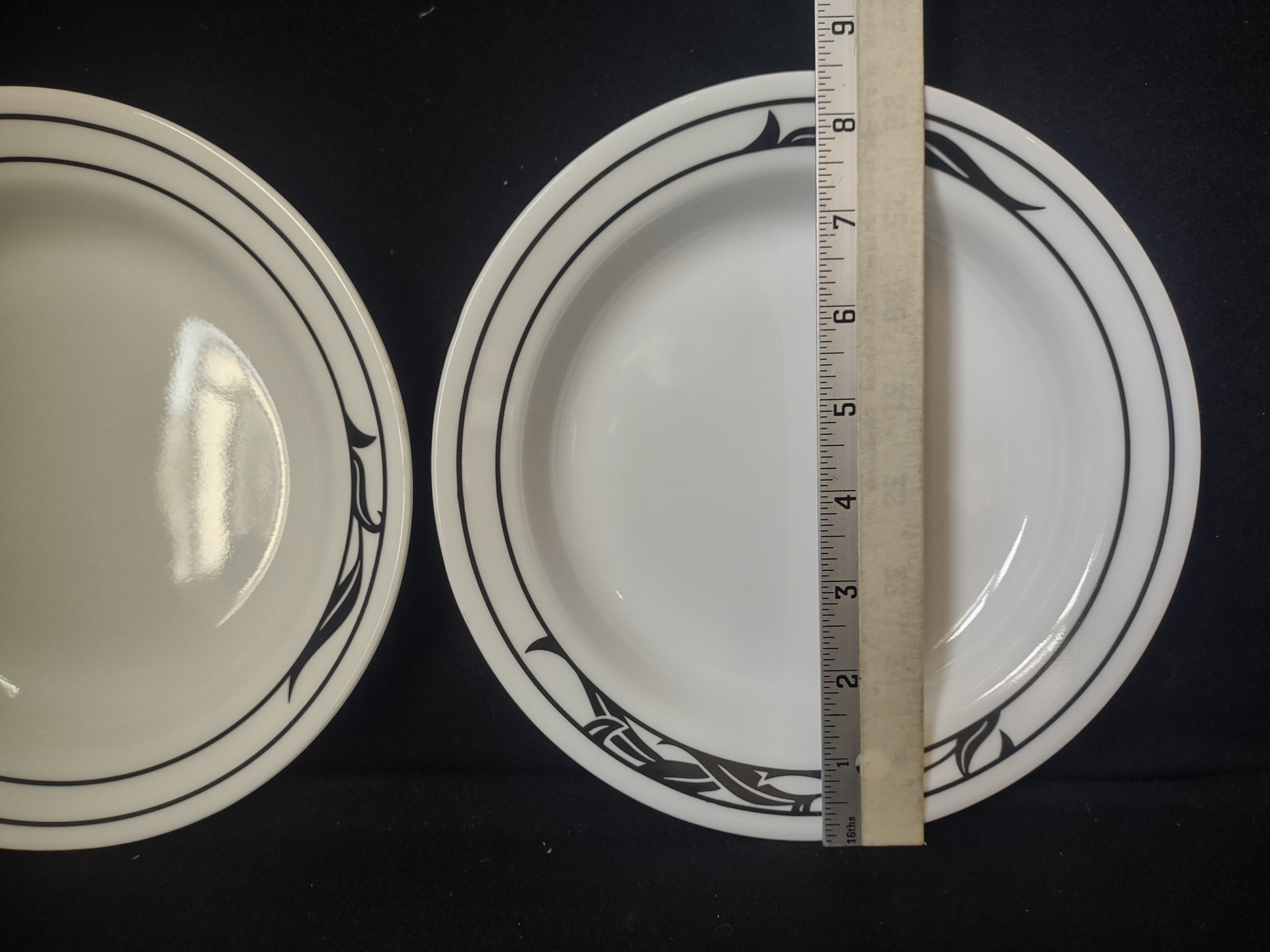 Corelle x 2 LYRICS Bowl Flat Rim Pasta Soup Black Tulip Floral Spray (lot 2791c)