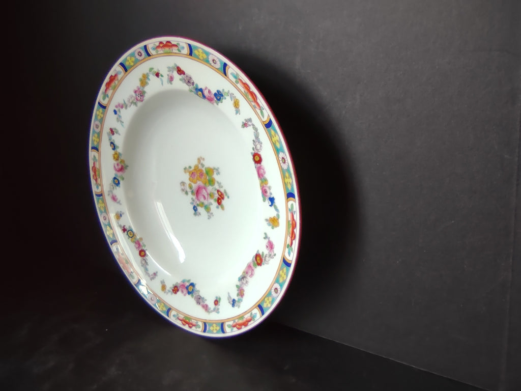 Vintage Minton Rose Garland Swag Soup Plate Bone China England (lot 5476)
