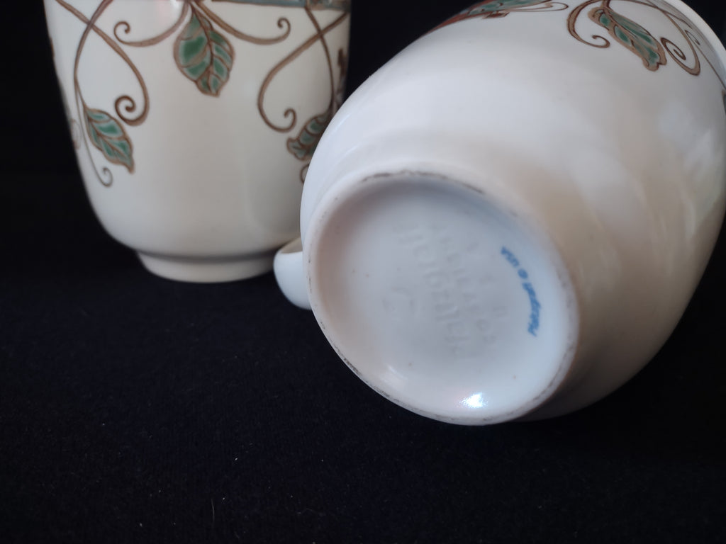 Vintage Pfaltzgraff USA Coffee Mug Mission Flower Set of 2 (lot 5267)