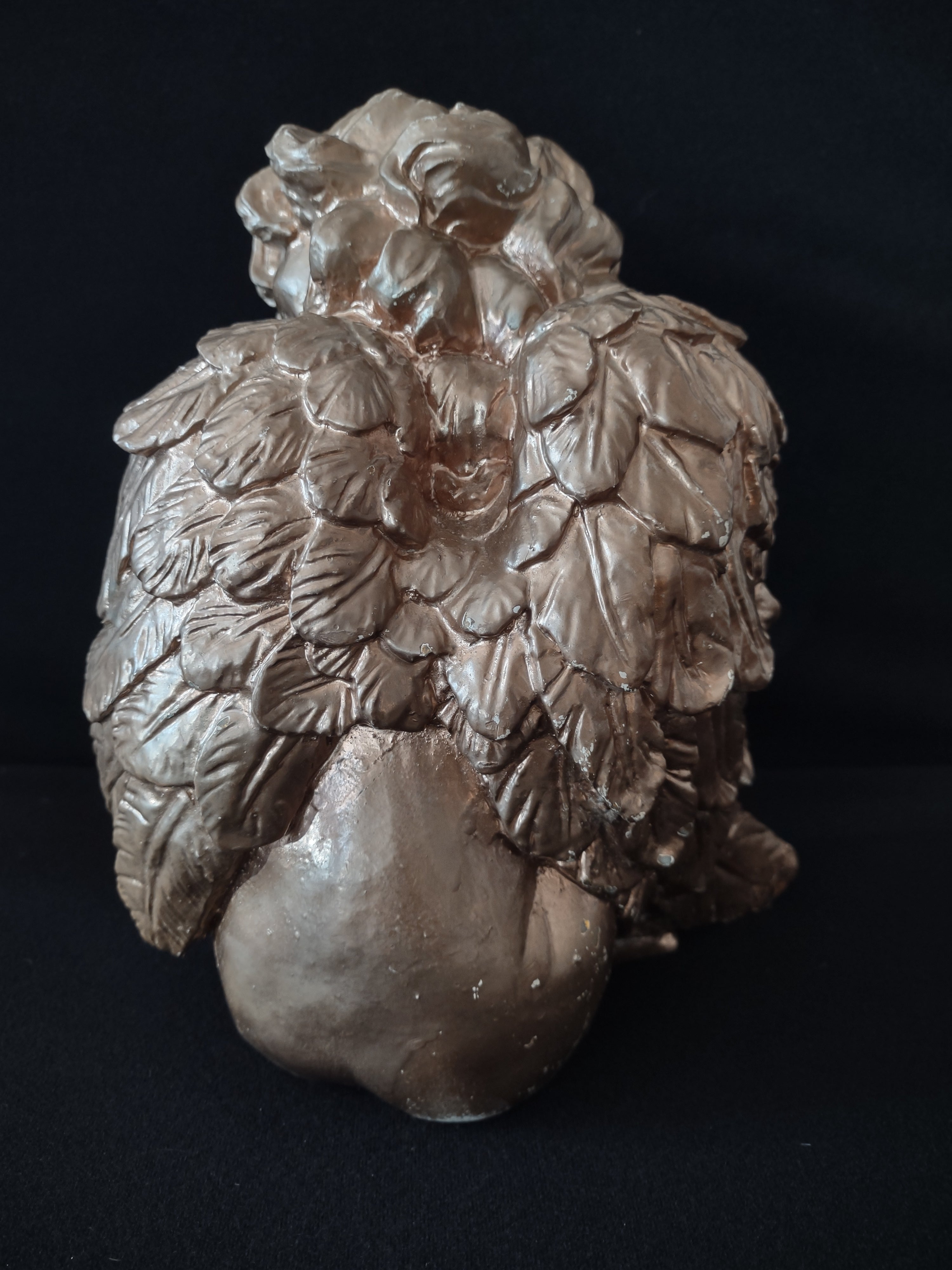 Angel Cherub Bronze-Color 9" Scratched Paint Polyresin (lot 3230)