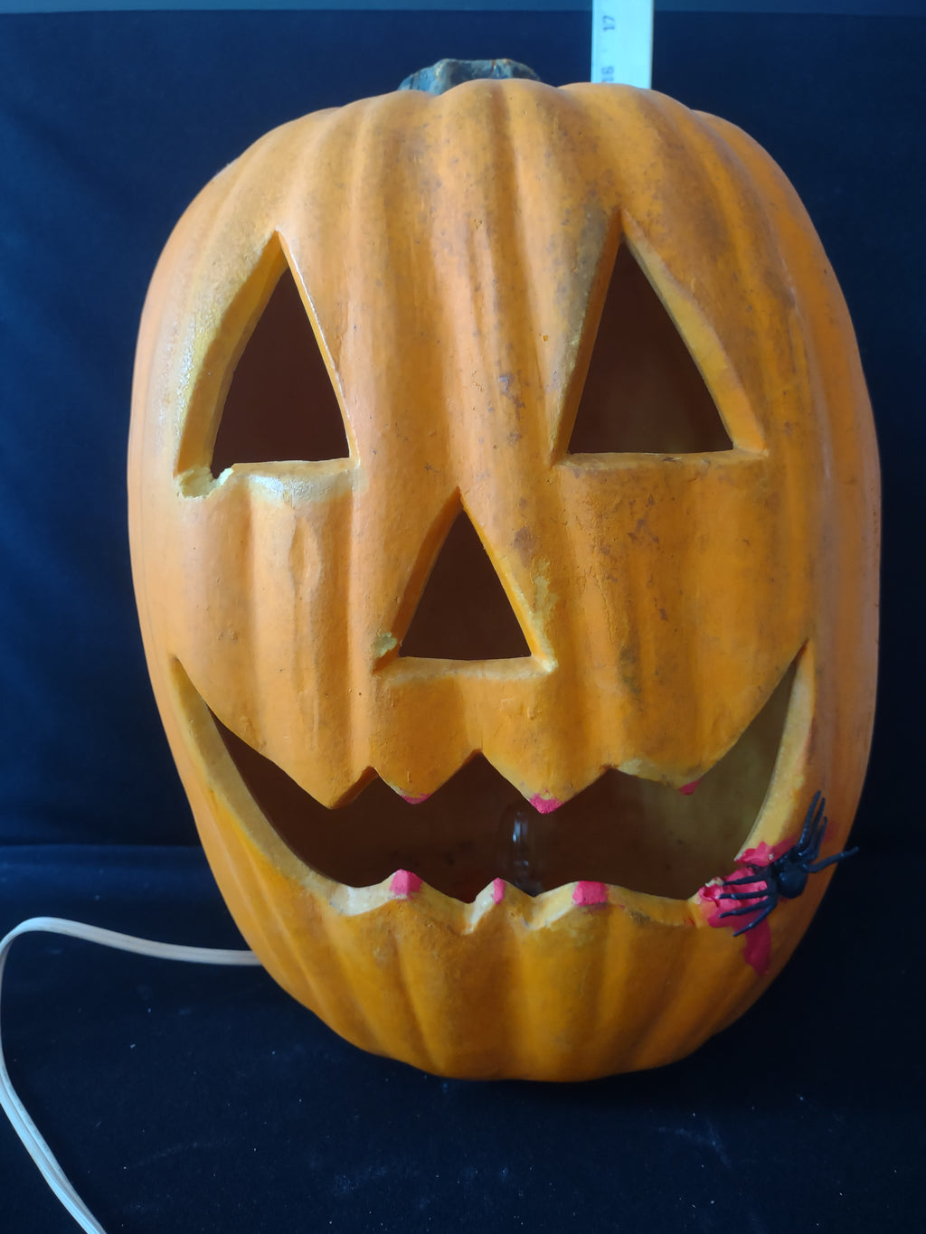 Halloween Lighted Foam Jack O Lantern Pumpkin With Spider (Lot 3395)