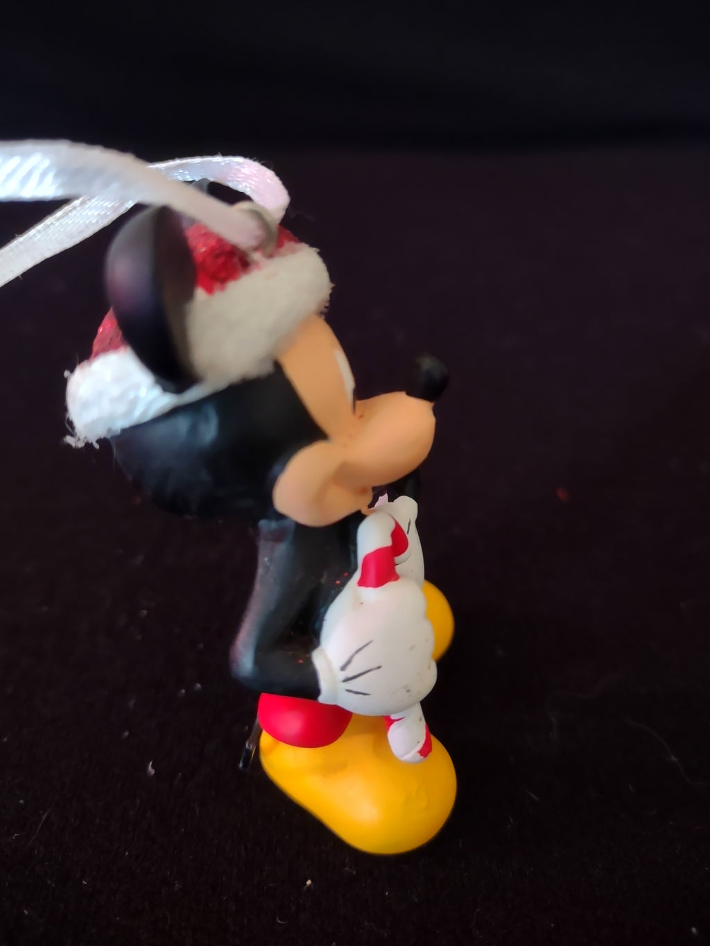 Vintage Disney Mickey Mouse Christmas Ornament Santa Hat Candy Cane (Lot 4799)