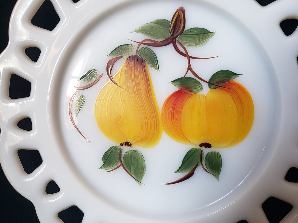 Vintage Westmoreland Apple Pear Motif Milk Glass Wall Plate (lot 2189)