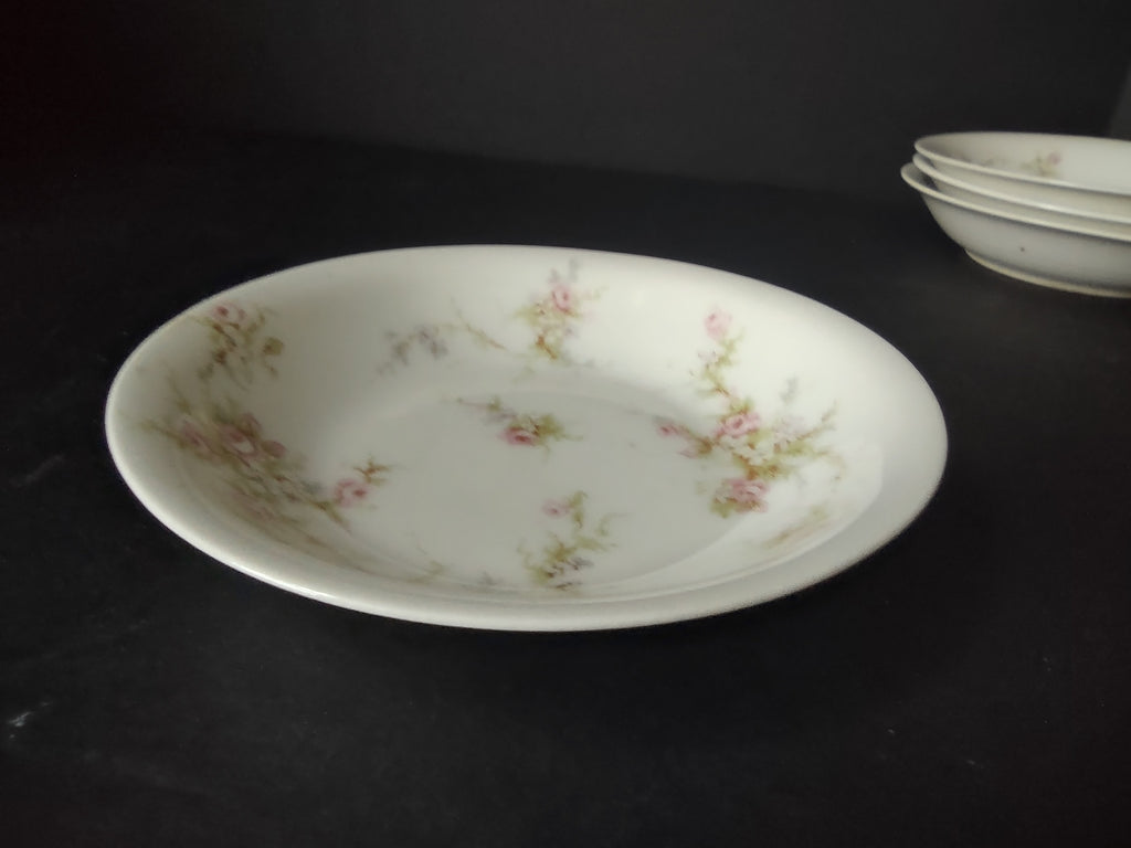 Haviland Limoges 4 x Small Cranberry Bowl 5" White Purple Flower Moss (lot 899)