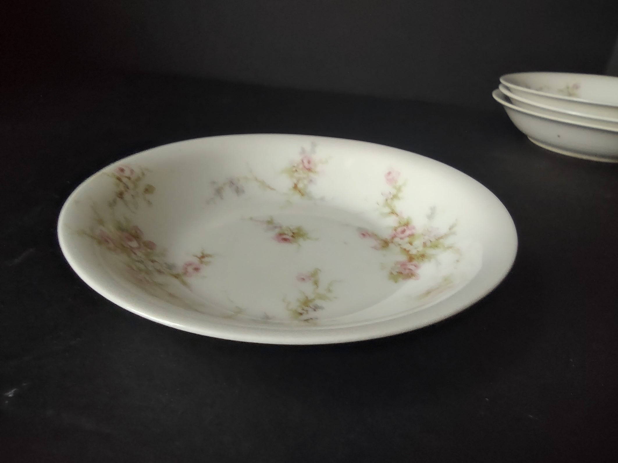 Haviland Limoges 4 x Small Cranberry Bowl 5" White Purple Flower Moss (lot 899)