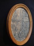 Vintage 3-D Scene German Town Frieling Zinn Pewter Wood Picture (lot 2658c)