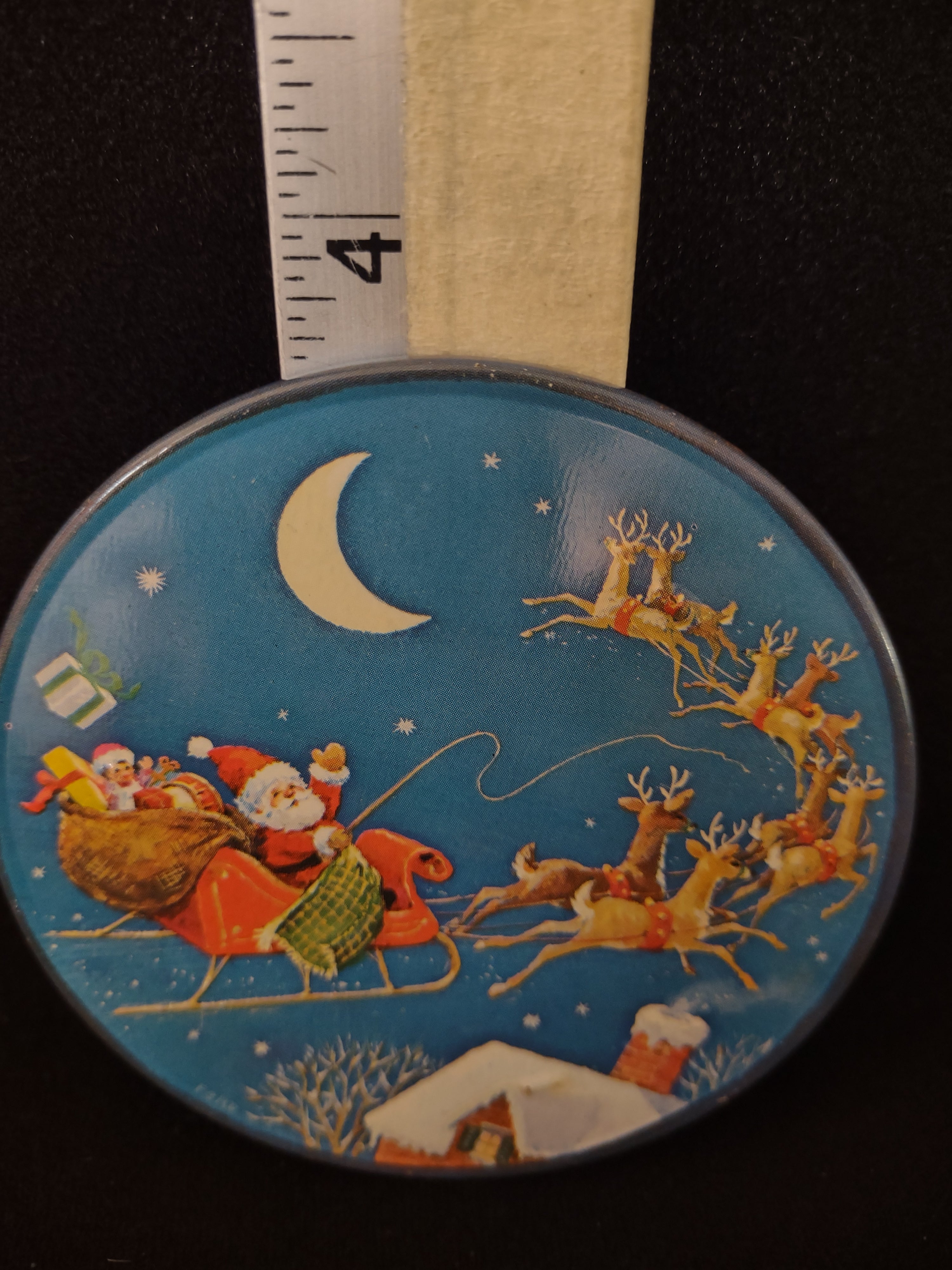 Vintage Christmas Coaster Set Of 6 Metal Tin Jasco Hong Kong (Lot 4805)