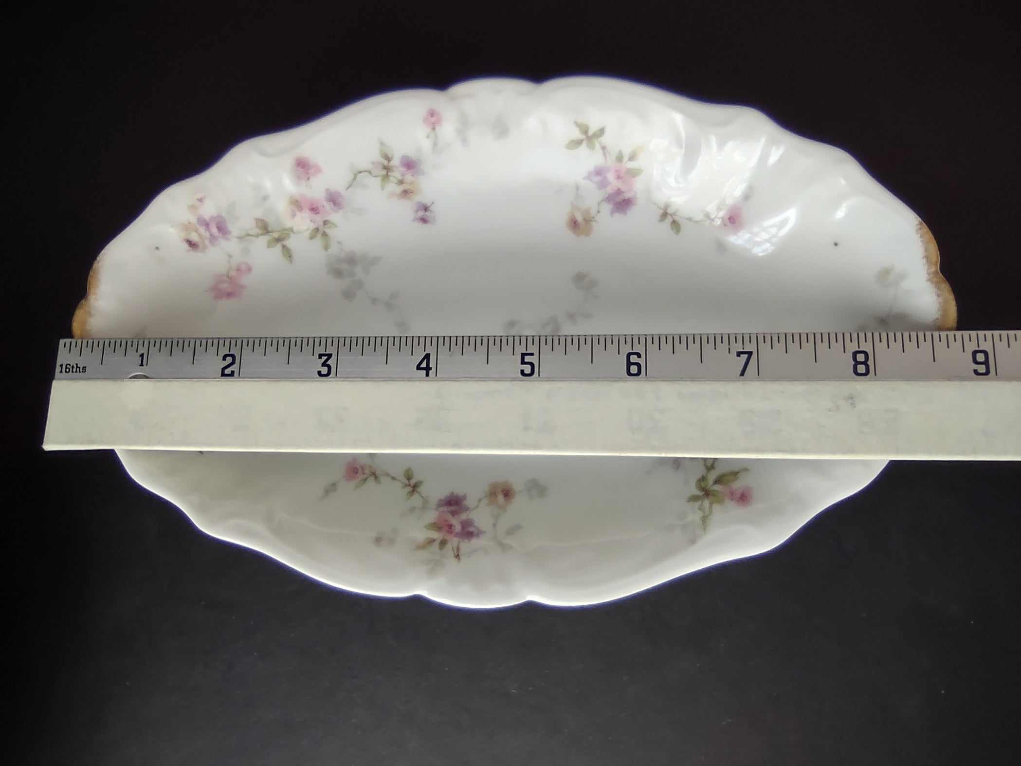 Haviland Limoges Set 2 Serving Bowl PlatterPink Purple Yellow Rose (lot 840)