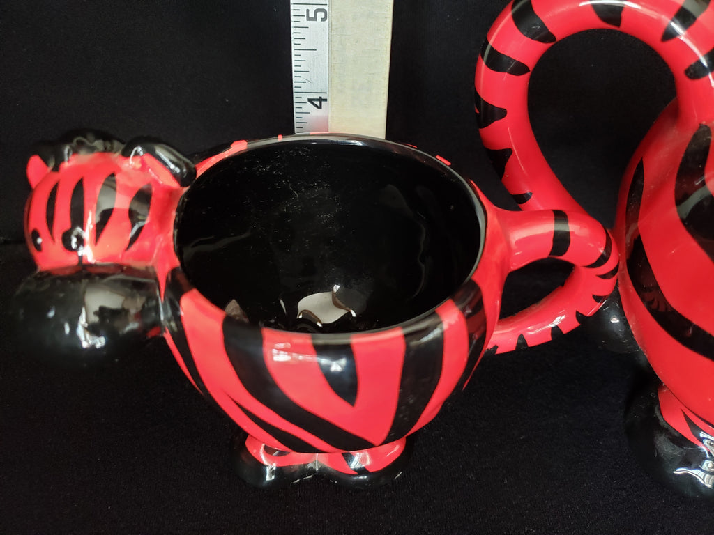 Whimsical Child Kid Collectible Red Zebra Teapot and Tea Cup (lot 2167)
