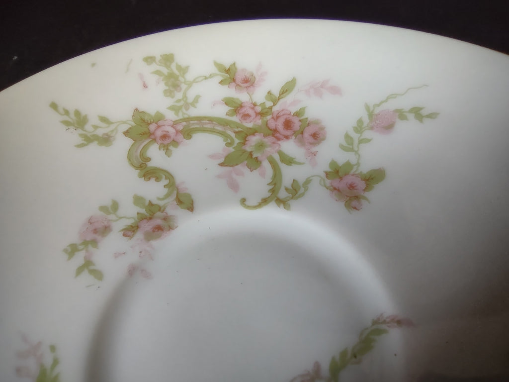 Haviland Limoges Saucer ONLY Pink Rose Green Ribbon (lot 894)