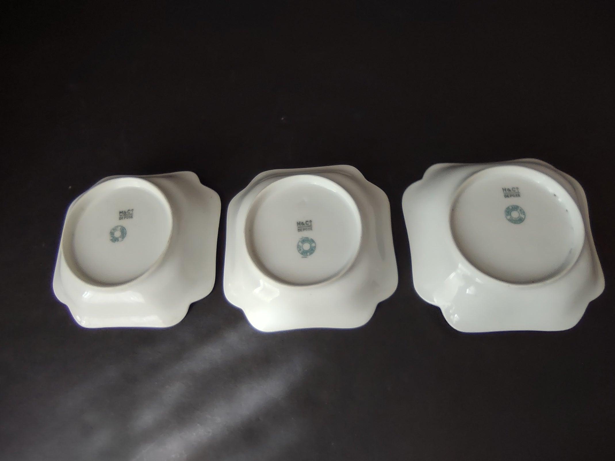 Depose Haviland Limoges Pink Brown Cornflower 3 x Square Small Dish (lot 966)