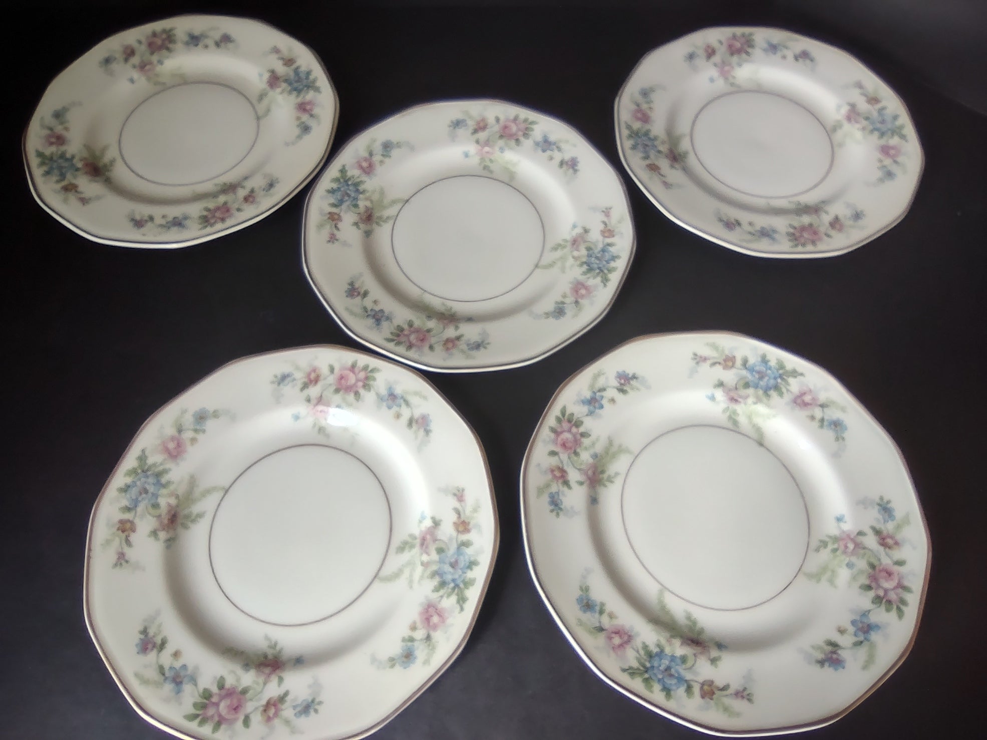 Haviland Limoges Fleurettel 5 x Salad/ Dessert Plate 7-1/2" Floral (lot 808)