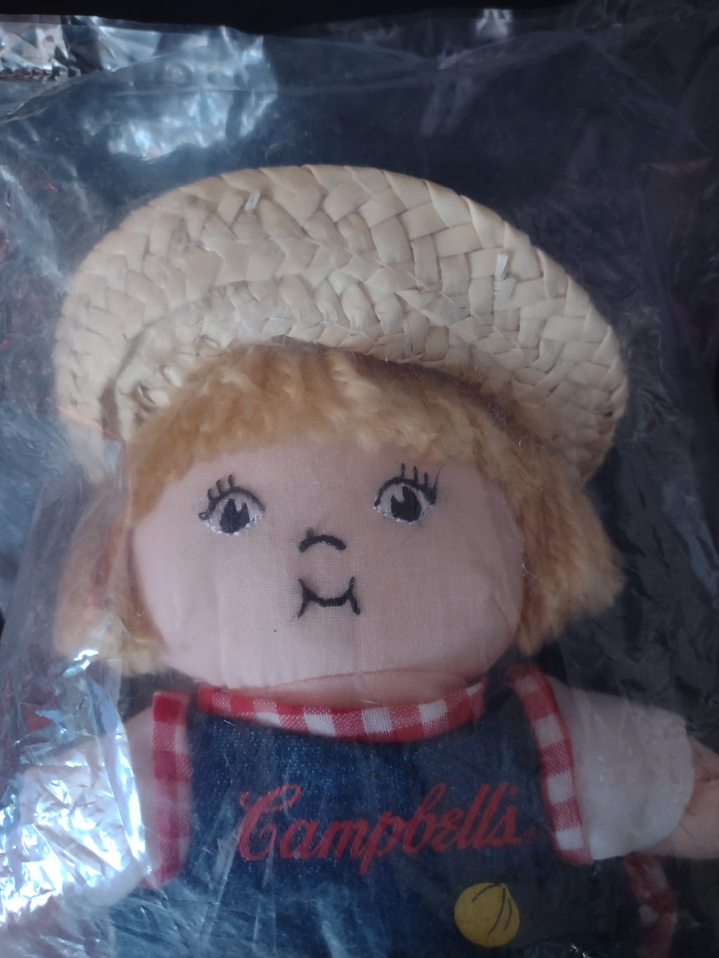 Vintage Campbells Soup Kids Beanbag Plush Toys Straw Hat Beret Set Of 2(Lot 4735