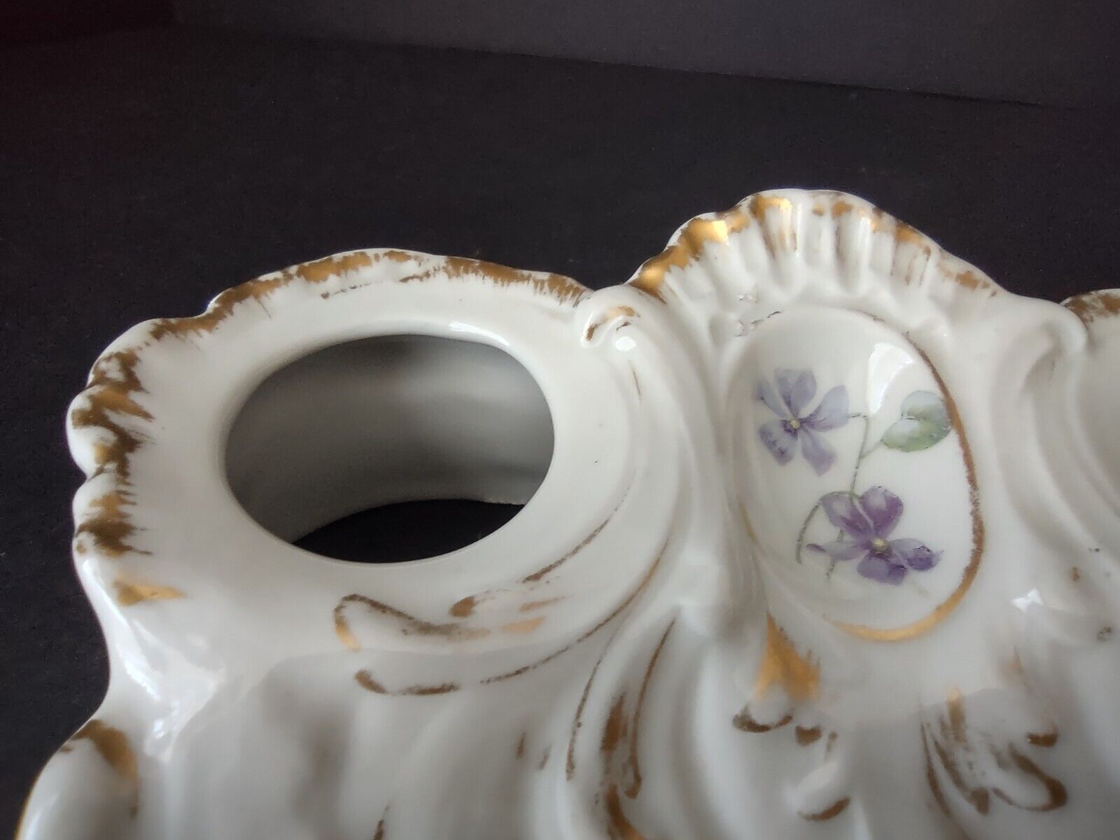 AK CD Limoges France Inkwell Forget me nots Gold Trim (lot 1148)