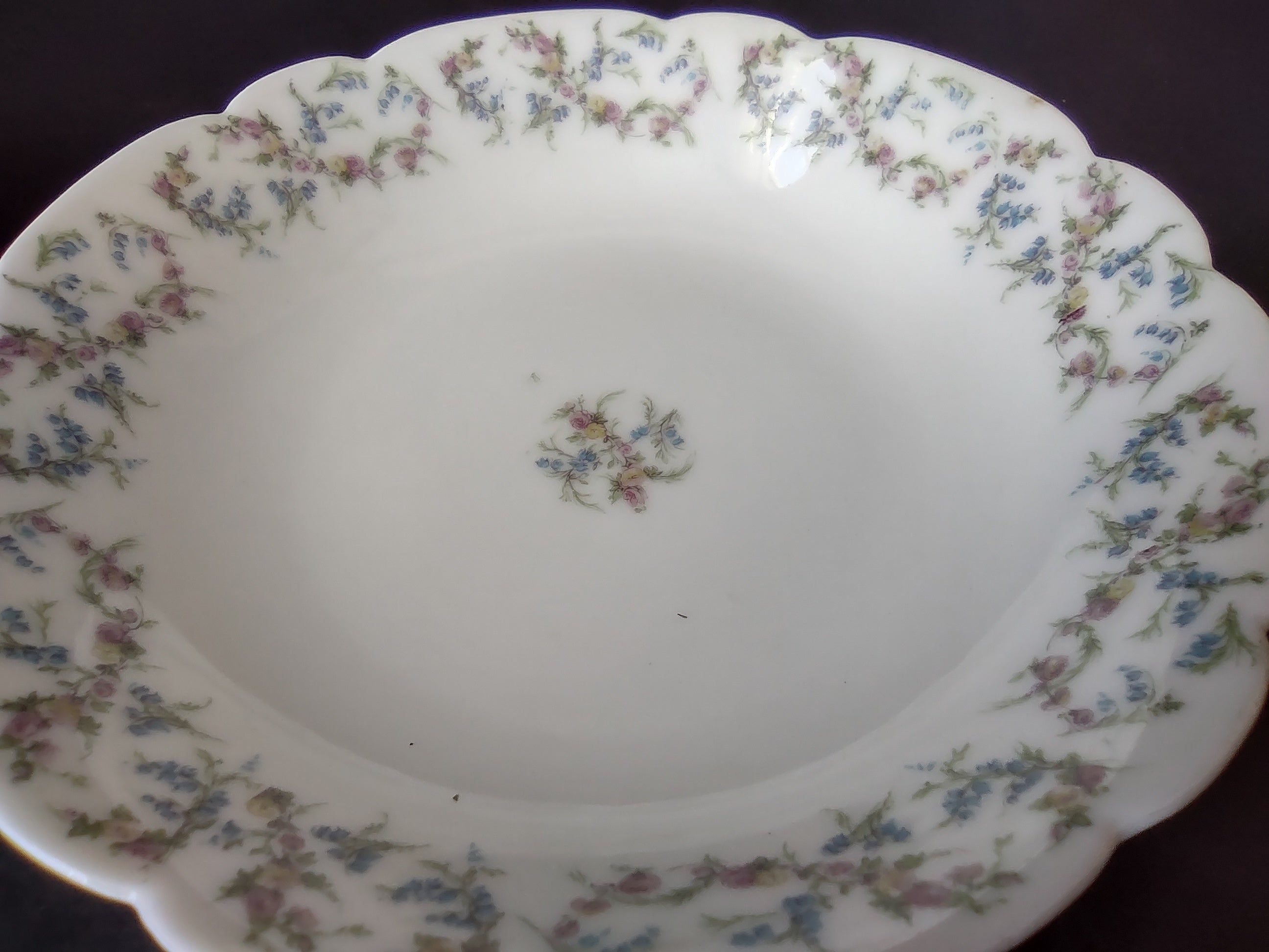 Haviland Limoges French Cottage Shabby Chic 2 x Cranberry Bowl Blue (lot 1117)
