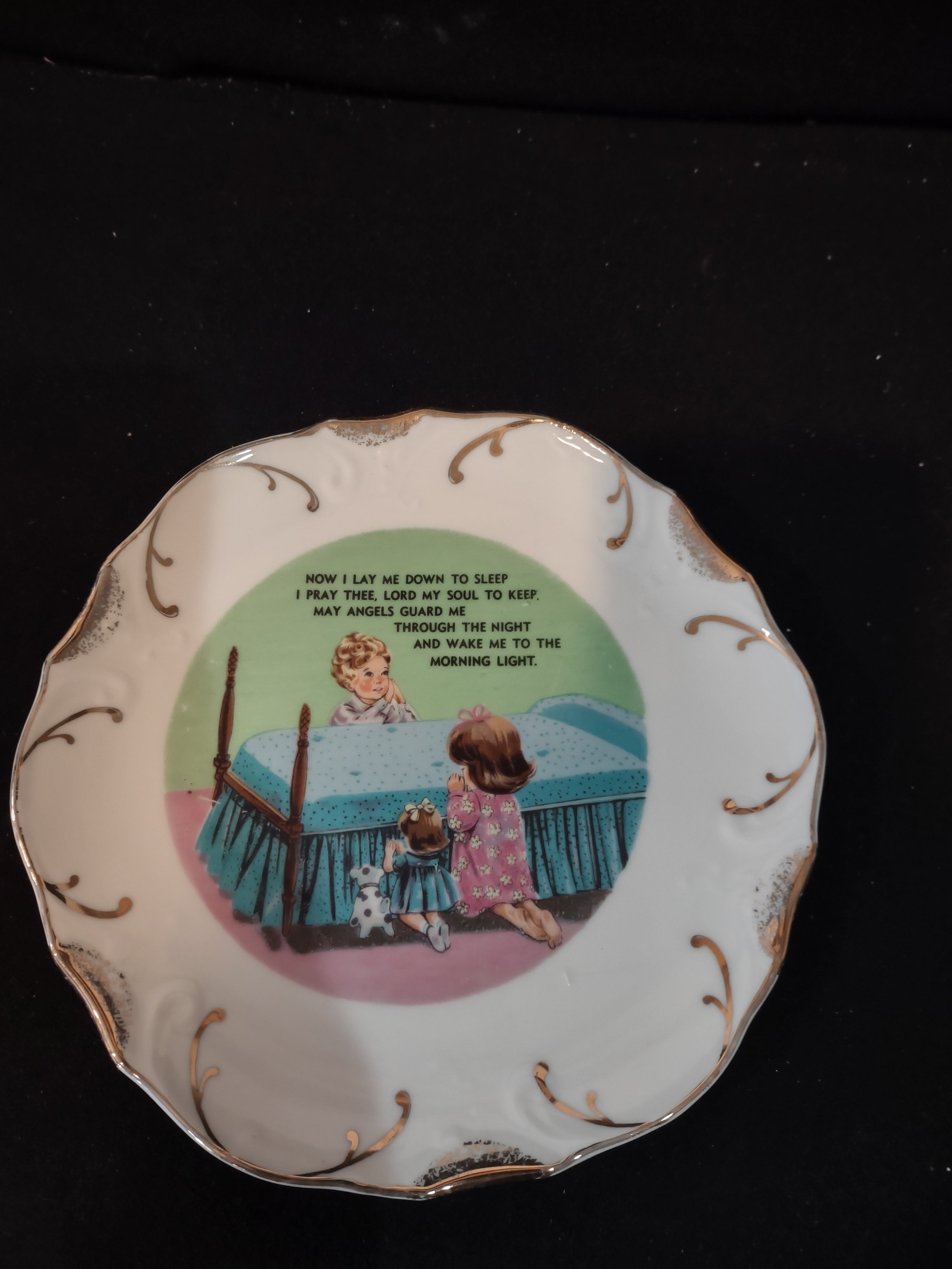 Vintage Wall Plate Children Bedtime Now I Lay Me Down To Sleep x 2 (Lot 3961)