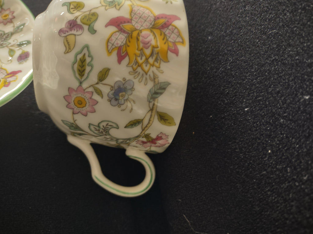 Vintage Minton Haddon Hall Tea Cup Saucer England Bone China Floral (Lot 5445)