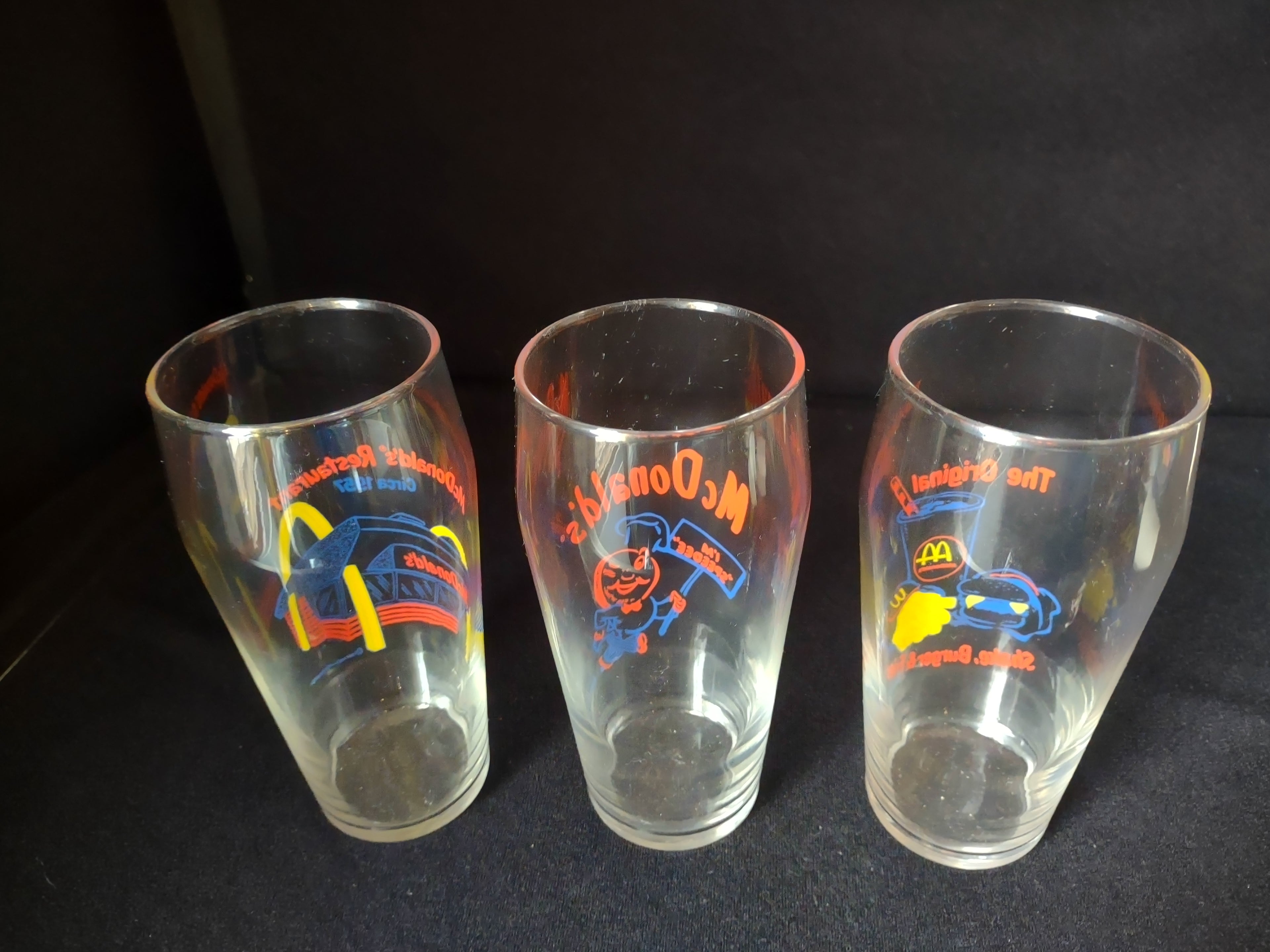 Set of 3 Drinking Glasses McDonalds Advertisement (lot 1543)