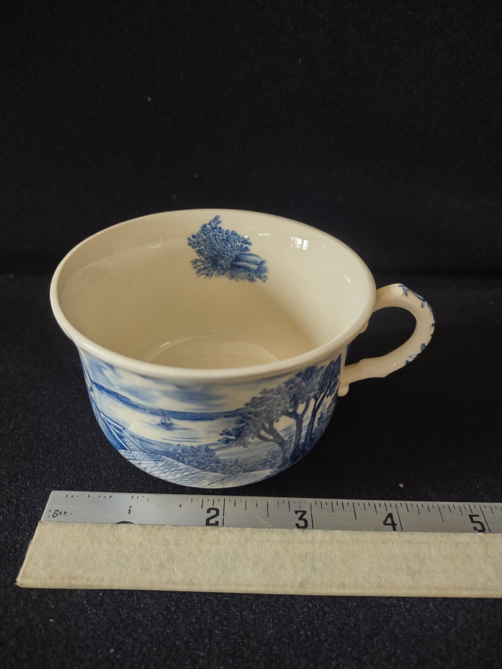 Vintage Staffordshire England Teacup Ironstone Blue Landscape (Lot 5637)