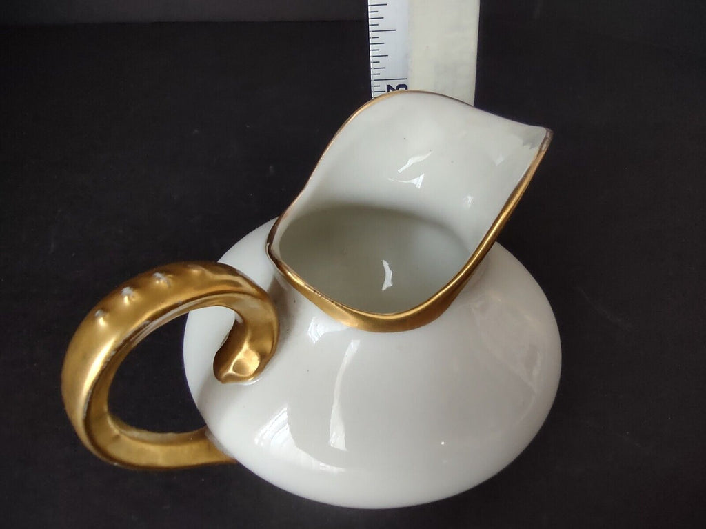 M. Redon France Limoges Heavy Thick Gold Trim Creamer Pitcher 3" tall (lot 713)
