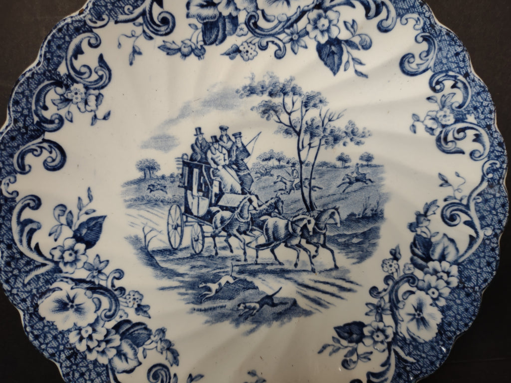 Vintage Ironstone Coaching Scenes Johnson Bros Teacup Saucer x 2 (lot 5560)