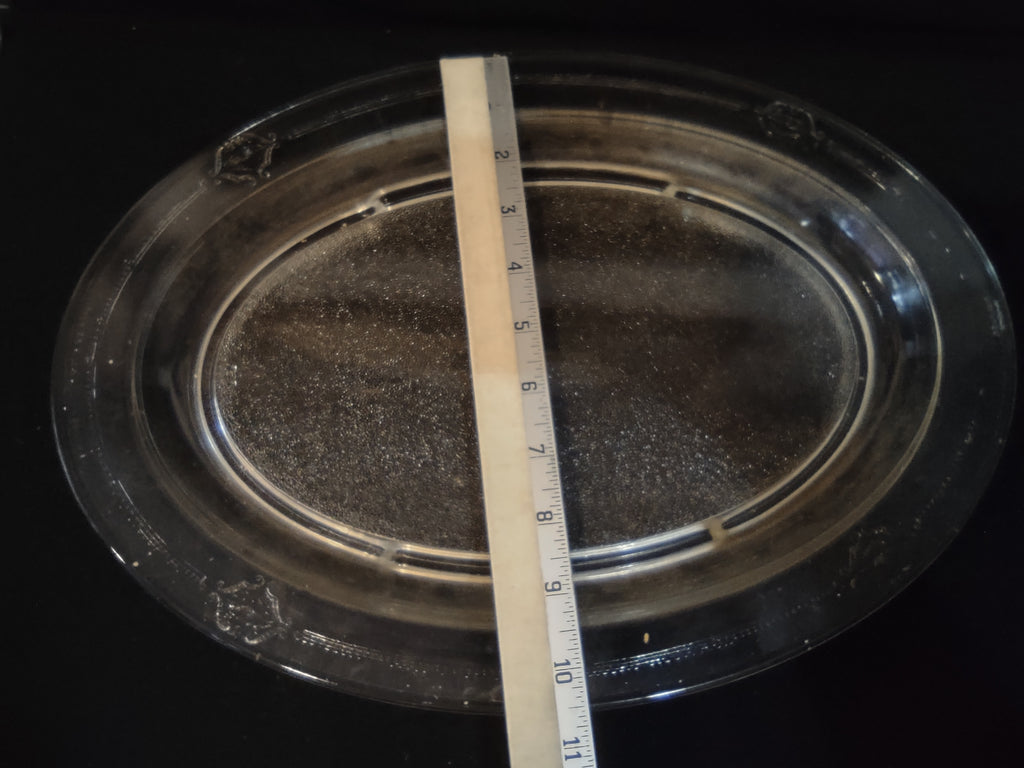 Vintage Glasbake Oval Serving Tray Clear Glass 15"x11" (lot 3244)