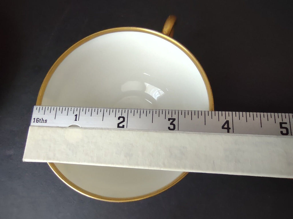 Avenir Limoges Ovington Bros Teacup & Saucer Yellow Black Trim Bow Rose lot 730