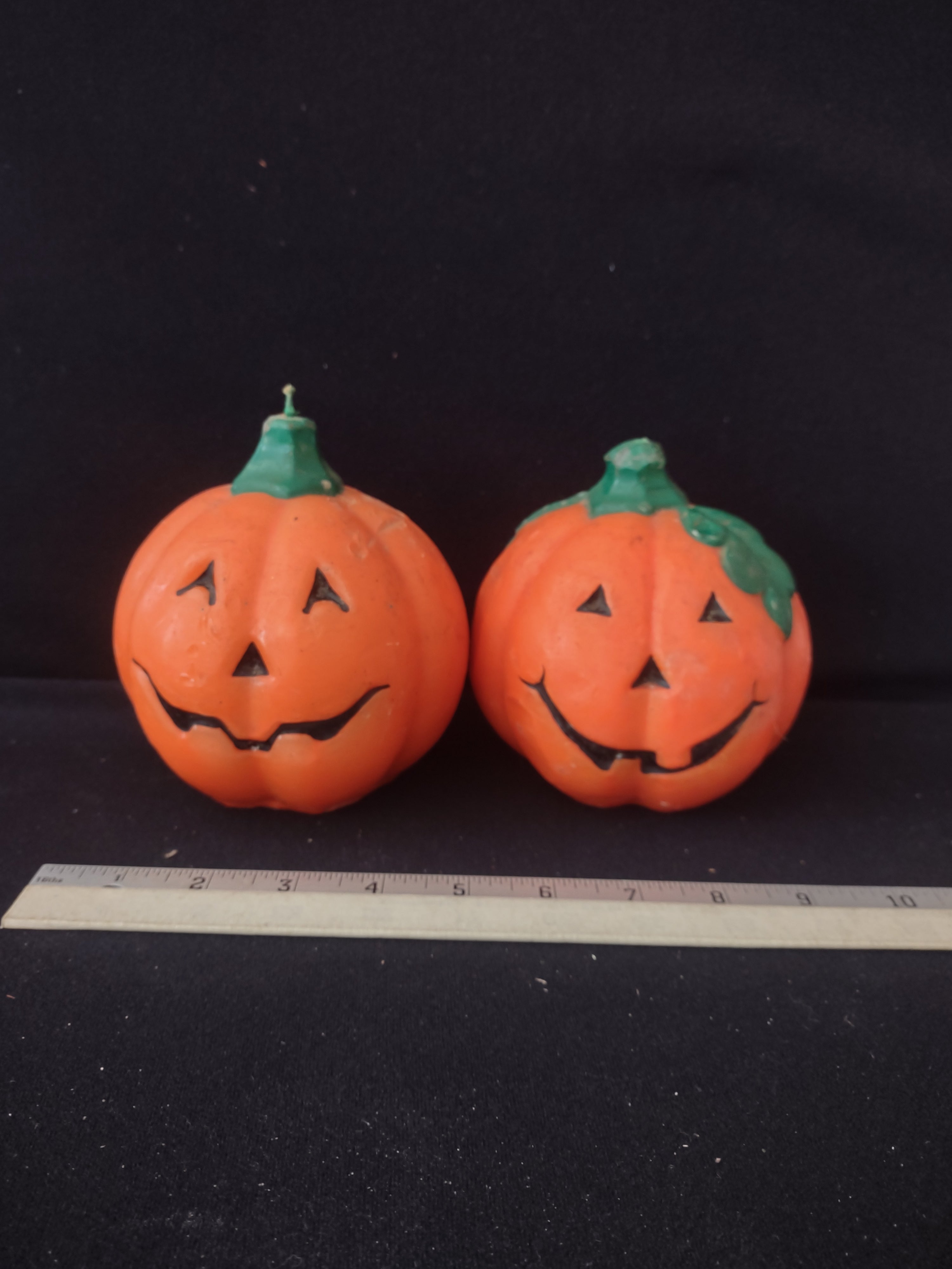 Vintage Halloween Jack O Lantern Wax Candles Set Of Four (Lot 3387)