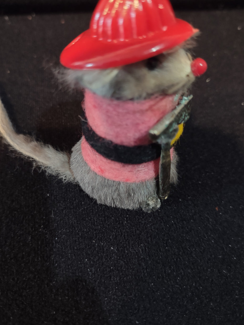 Vintage Original Fur Toy Fireman Mouse West Germany Real Fur (Lot 3959)