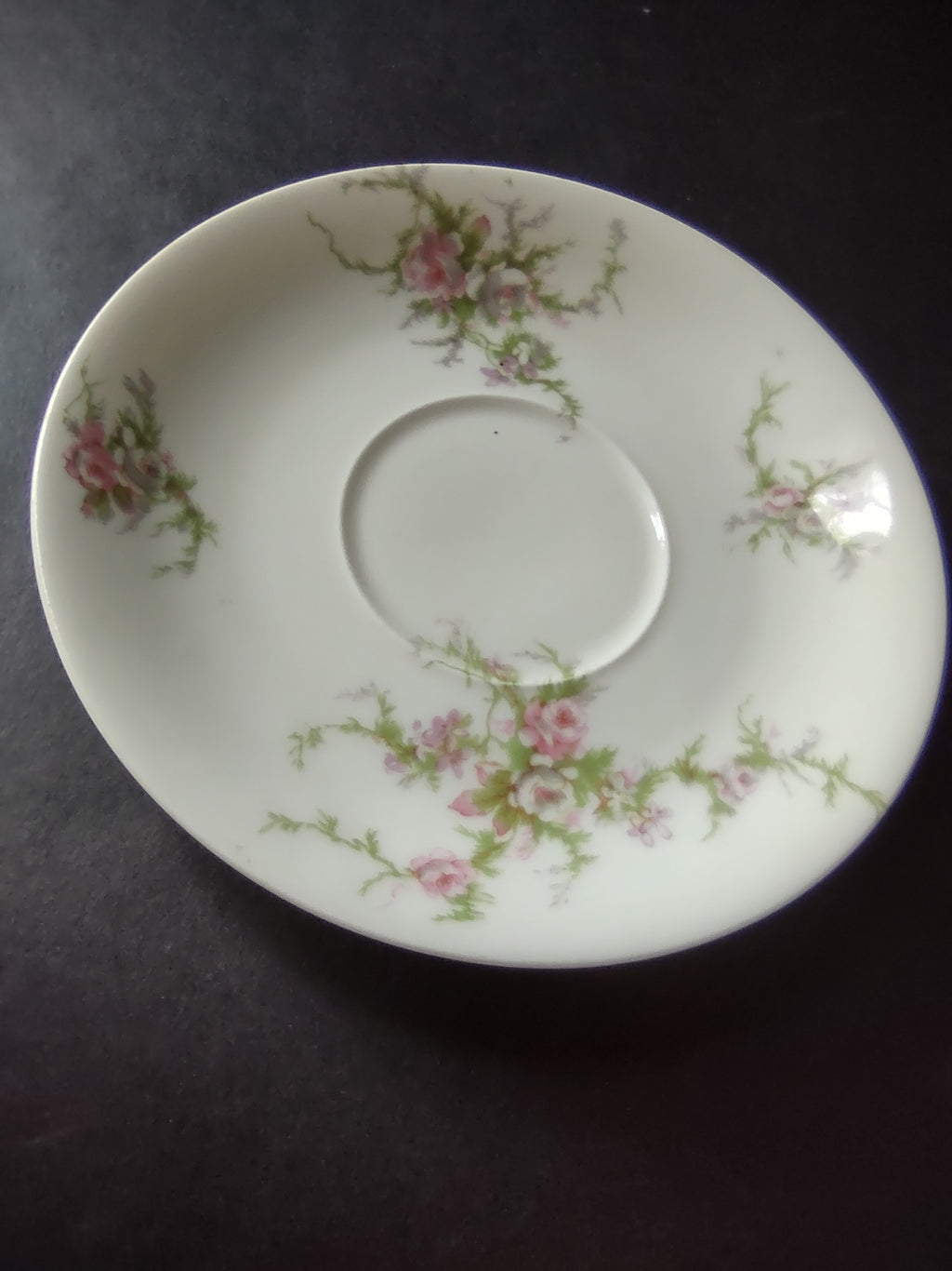 Haviland Limoges Saucer ONLY Pink White Cabbage Rose Moss (lot 910)