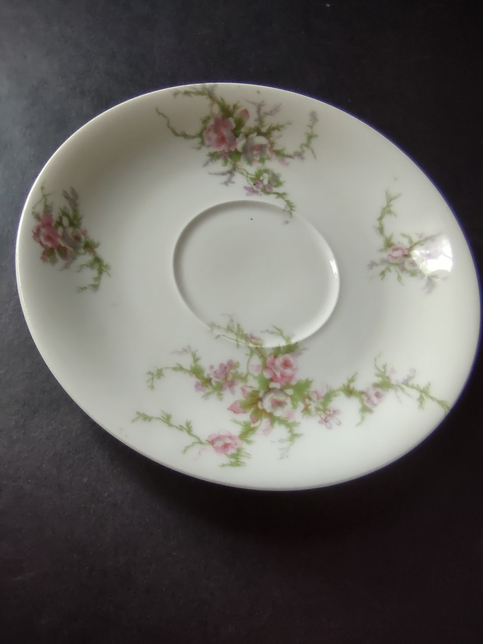 Haviland Limoges Saucer ONLY Pink White Cabbage Rose Moss (lot 910)