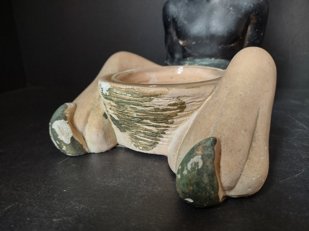 Vintage Nubian Blakamoor Ashtray MCM Chalkware Figurine IMPERFECT (lot 2651j)