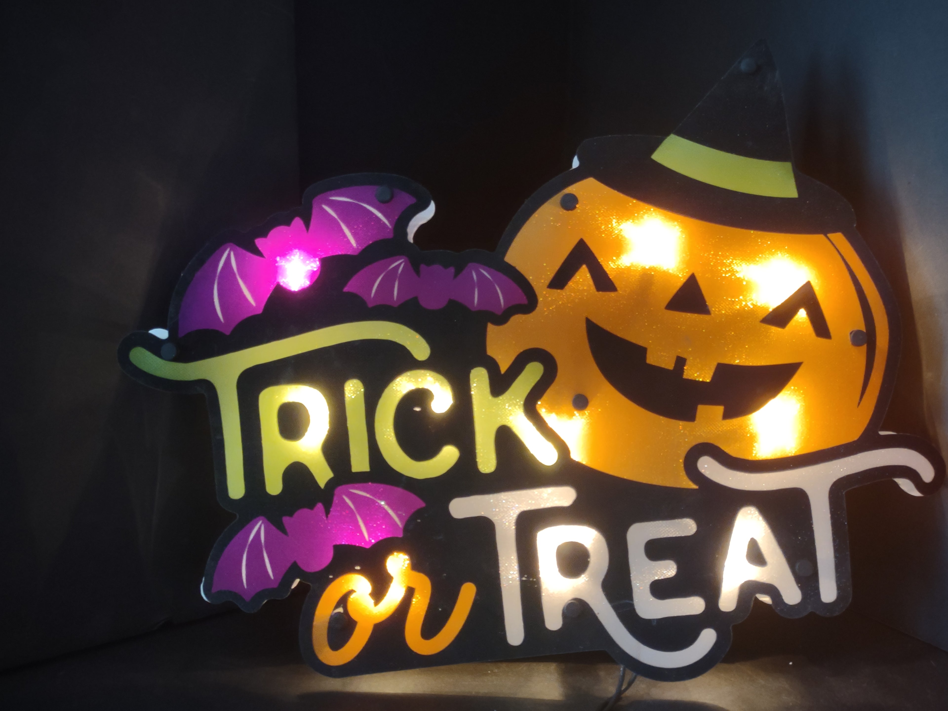 Halloween Pumpkin Witch Trick or Treat Window Decor IMPERFECT (lot 3268j)