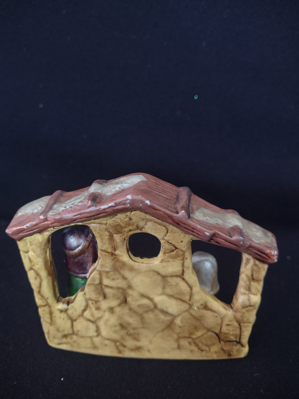 Christmas Ceramic Small Kid Nativity Scene Figurine Mary Joseph Baby (Lot4559)