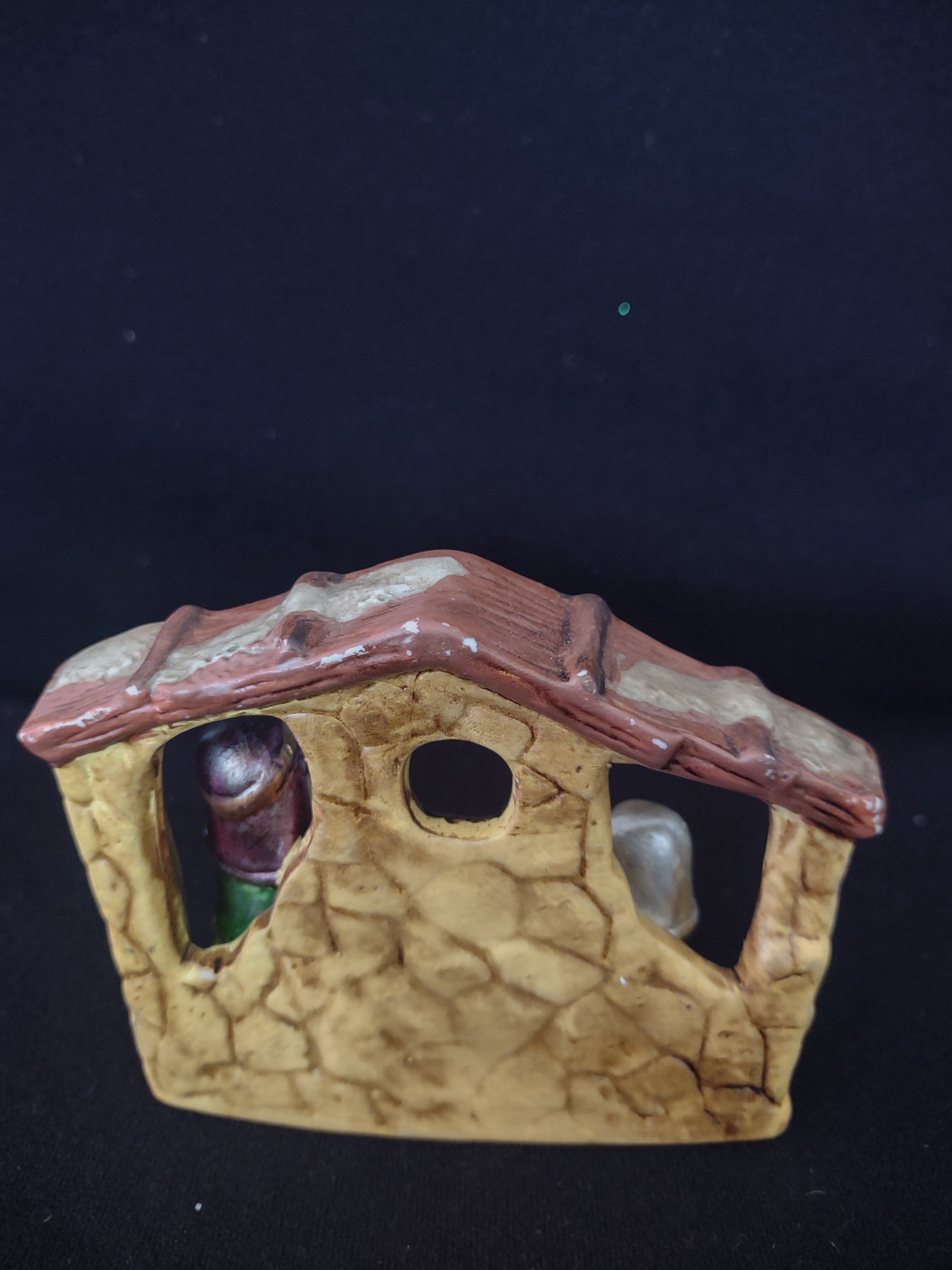 Christmas Ceramic Small Kid Nativity Scene Figurine Mary Joseph Baby (Lot4559)